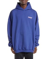 Balenciaga - ' Campaign Embroidered Logo Oversize Cotton Hoodie - Lyst