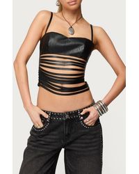 Edikted - Shredded Faux Leather Bustier Top - Lyst
