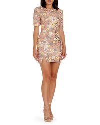 Dress the Population - Maddox Sequin Floral Cocktail Minidress - Lyst