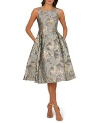 Adrianna Papell - Metallic Leaf Jacquard Fit & Flare Cocktail Dress - Lyst