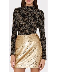 MILLY - Ren Metallic Mock Neck Mesh Top - Lyst