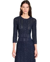 Sandro - Strass Knit Cropped Cardigan - Lyst