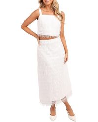 Petal & Pup - Allure Sequin Tassel Crop Top & Skirt Set - Lyst