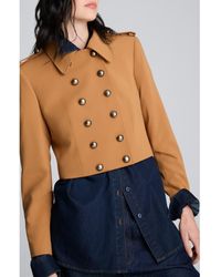 Kenneth Cole - Double Breasted Crop Military Jacket - Lyst