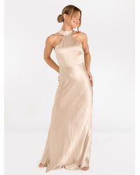 Six Stories - Halter Neck Satin Bridesmaid Dress - Lyst