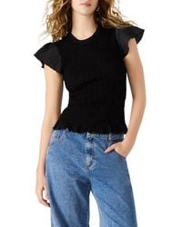 Steve Madden - Cecilie Smocked Ruffle Cotton Sleeve Top - Lyst