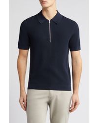 NN07 - Hansie Zip Ribbed Organic Cotton Sweater Polo - Lyst