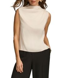 Donna Karan - Draped Sleeveless Matte Satin Top - Lyst