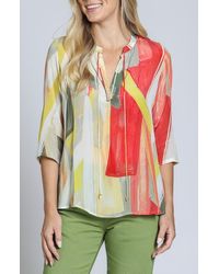 Apny - Print Tassel Split Neck Chiffon Top - Lyst