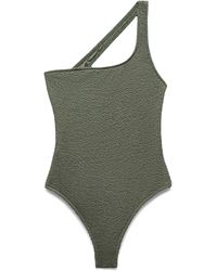 Mango - Textured One-shoulder One-piece Swimsuit - Lyst