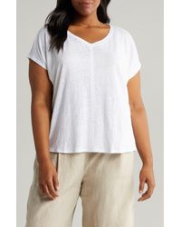 Eileen Fisher - Organic Linen V-neck T-shirt - Lyst