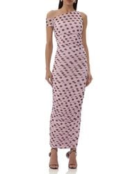 AFRM - Biona Printed One-Shoulder Ruched Mesh Maxi Dress - Lyst
