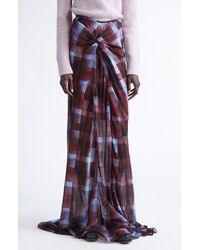 Dries Van Noten - Smila Spray Painted Check Draped Maxi Skirt - Lyst