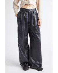 R13 - Pleated Wide Leg Leather Pants - Lyst
