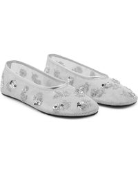 Mango - Floral Embellished Mesh Ballet Flat - Lyst