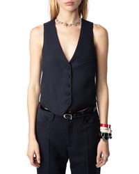 Zadig & Voltaire - Emaux Virgin Wool Grain De Poudre Vest - Lyst