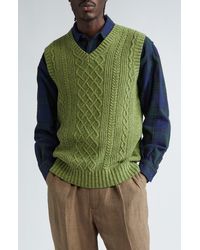 Beams Plus - Alan Cable Knit Sweater Vest - Lyst