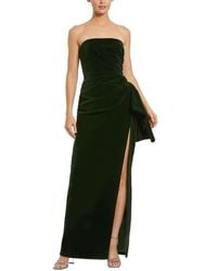 Mac Duggal - Strapless High Slit Draped Velvet Gown - Lyst