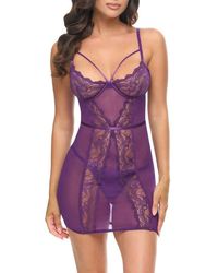Oh La La Cheri - Denise Underwire Chemise & G-String Set - Lyst