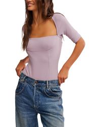 Free People - Everly Square Neck Bodysuit - Lyst