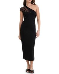MARCELLA - Kiran Sheer Accent One-Shoulder Midi Dress - Lyst