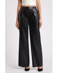 Open Edit - Faux Leather Wide Leg Pants - Lyst
