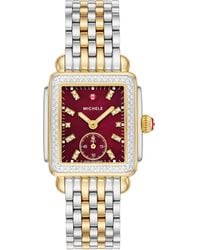 Michele - Deco Mid Diamond Two-tone Bracelet Watch - Lyst