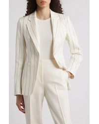 BOSS - Jia Pinstripe Linen Blend Blazer - Lyst