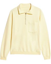 Fortela - Yalep Brushed Jersey Quarter Zip Collared Sweatshirt - Lyst