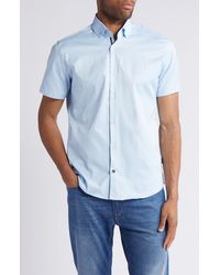 Stone Rose - Solid Twill Short Sleeve Performance Button-up Shirt - Lyst