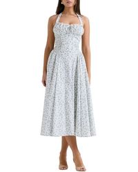 House Of Cb - Adabella Floral Pleated Halter Sundress - Lyst