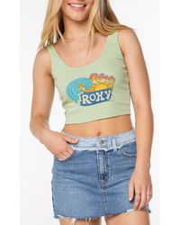 Roxy - Grateful For Nature Crop Rib Graphic Tank - Lyst
