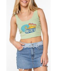 Roxy - Grateful For Nature Crop Rib Graphic Tank - Lyst