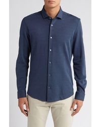 Stone Rose - Solid Performance Piqué Button-Up Shirt - Lyst