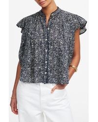 Madewell - Floral Shirred Lace Trim Top - Lyst