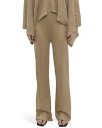 Mango - Metallic Pull-On Straight Leg Knit Pants - Lyst