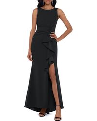 Betsy & Adam - Ruffle Bow Trumpet Gown - Lyst