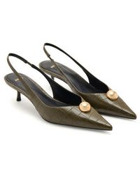 Mango - Slingback Pointed Toe Kitten Heel Pump - Lyst