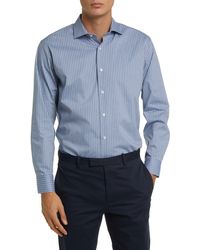 Nordstrom - Tech-smart Trim Fit Stripe Cotton Blend Dress Shirt - Lyst