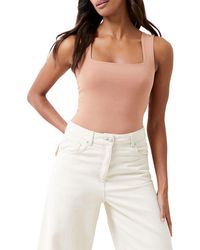 French Connection - Rallie Square Neck Stretch Cotton Bodysuit - Lyst