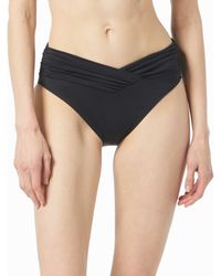 MICHAEL Michael Kors - Shirred High Leg Bikini Bottom - Lyst