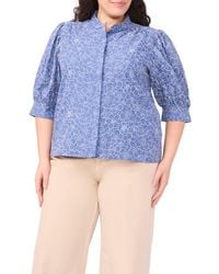 Cece - Daisy Embroidered Chambray Button-Up Top - Lyst