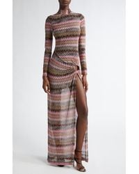 Missoni - Chevron Stripe Long Sleeve Knit Dress - Lyst