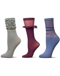 Memoi - Assorted 3-Pack Crew Socks - Lyst
