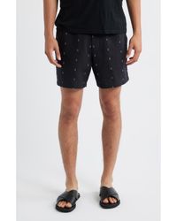 Rag & Bone - Marc Embroidered Cotton & Linen Drawstring Shorts - Lyst