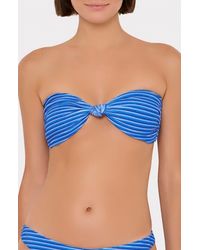 MILLY - Metallic Stripe Bandeau Bikini Top - Lyst
