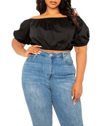 Buxom Couture - Off The Shoulder Bow Back Crop Top - Lyst