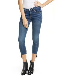 Rag Bone Denim Cate Frayed Hem Skinny Jeans In Alma In Gray Save 73 Lyst