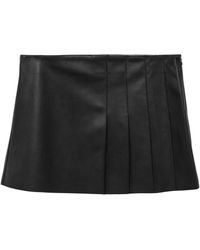 Mango - Pleated Faux Leather Miniskirt - Lyst