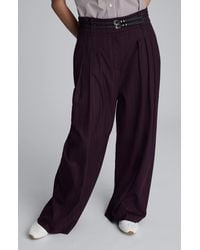 Kenneth Cole - Pinstripe Pleated Double Belted High Waist Wide Leg Pants - Lyst